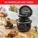Couvercle extra crisp - moulinex - cookeo - noir - 4 programmes - cuisson automatique
