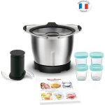 Moulinex xf387e10 accessoire mini bol cuisson 14l + 4 pots b�b� pour robot cuiseur companion double lame ...