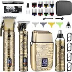 Moursiieny - tondeuse cheveux professionnelle - ecran lcd - sans fil - 3 vitesses - 12 peignes de limite ...