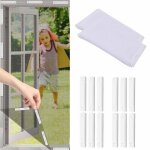 Moustiquaire de fen�tre avec fixation magn�tique 150 x 200 cm d�coupable blanc 2 moustiquaires + 12 aimants ...