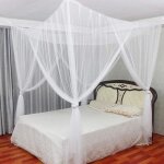Moustiquaire de lit carr� ciel de lit moustiquaire � quatre portes - blanc
