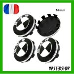 Ms47 - 4 x caches moyeu centre roue 56mm bmw noir blanc logo jante bmw