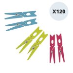 Msv lot de 120 pinces � linge plastique incassables vert rose ou bleu