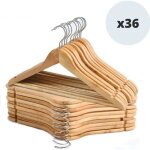 Lot de 36 cintres en bois à tête en métal chromé pivotante msv Lot de 36 cintres en bois à tête en métal chromé pivotante msv
