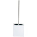 Msv brosse wc avec support mdf & acier inox blanc