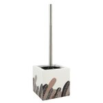Brosse wc avec support mdf & acier inox motifs plumas vintage msv