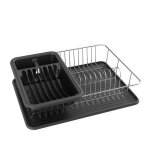Egouttoir � vaisselle avec plateau en acier chrom� noir mat msv