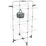 Etendoir tour 3 niveaux 30m acier blanc avec panier msv Etendoir tour 3 niveaux 30m acier blanc avec panier msv