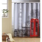 Msv rideau de douche polyester 180x200cm city londres