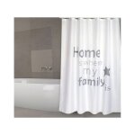 Msv rideau de douche polyester home 180x200cm qualite premium gris & blanc - anneaux inclus