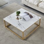 Muebles cosy table basse carr�structure en m�tal dor�plateau en panneau mdf avec finition papier imitation ...
