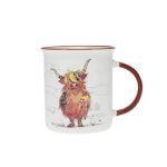 Mug - animaux - vache cossaise - porcelaine fine - 320ml - blanc