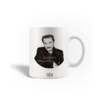 Mug en c�ramique - johnny hallyday - noir et blanc - 30cl - compatible lave - vaisselle - 95cm