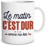 Mug humoristique - le matin - cramique - 9. 5 cm - compatible lave - vaisselle - blanc