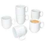 Mug - mambocat - tommy tasse  caf empilable en porcelaine blanche 220 ml - lot de 6