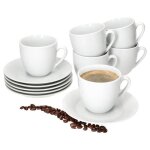 Tasse  caf avec soucoupe - mambocat - tommy - porcelaine blanche - lot de 6 - 200 ml