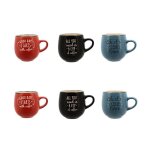 Lot 6 mugs 35cl pause cafe gres coloris assortis Lot 6 mugs 35cl pause cafe gres coloris assortis