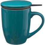 Mug  th - tisanire - bleu - 320 ml - couvercle en cramique - filtre en inox