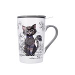 Mug tisani�re c�nique kiub kook chat noir - blanc / noir / gris - 435 ml