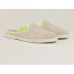 Mule - angarde - beige et jaune fluo - laine recyclée 50% - cuir suède premium - confortable Mule - angarde - beige et jaune fluo - laine recyclée 50% - cuir suède premium - confortable