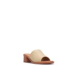 Mules avec bride en simili effet tissu � fils brillants. mod�le � talon effet bois. bout ouvert carr�. ...