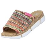 Mules compens�es - rieker - violet / bleu - talon compens� 40mm - textile - confortable