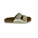 Mules en cuir pour femme kaporal saturne - imprim croco dor - confort exceptionnel