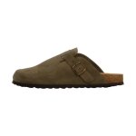 Mules en cuir - the divine factory - joasis - khaki - confort exceptionnel - semelle int�rieure en cuir ...