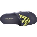 Mules emporio armani avec logo en pvc talon plat - coloris : bleu navy