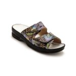 Mules extra larges pediconfort - cuir - scratch - femme - noir et multicolor