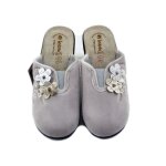 Mule femme - inblu - talon compens� - velours beige - semelle int�rieure cuir