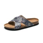 Mules femme ootda - loisirs extrieur intrieur - bleu - cuir enduit