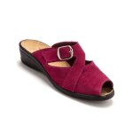 Mules femme - marque - r�glables cuir velours - int�rieur li�ge sain et doux - rouge et rose