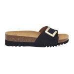 Mules femme - scholl monterey mule - cuir noir - talon compens 4cm - bout ouvert