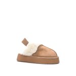 Mules fourr�es � plateforme - marque - mod�le - marron - femme - adulte