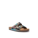 La modeuse - tongs mules - mules  double brides avec boucles rglables. modle incrust de perles colors ...