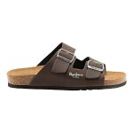 Mules pepe jeans - bio m double kansas marron - talon plat - 2 cm - a enfiler - lisse - bout ouvert