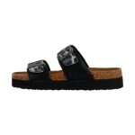Mules plate cuir solinea - noir - femme - adulte -  enfiler / bride / boucle - confort exceptionnel