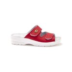 Mules scratch femme p�diconfort - rouge - cuir - confort maximum - pieds forts
