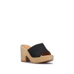 Mules en su�dine � bout ouvert. dot�es dune plateforme effet bois. hauteur plateforme : 3 cm pour femme ...
