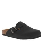 Mules talon plat - femme - noir - boucle  ardillon - semelle plate - confortable