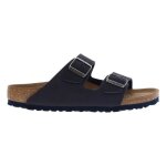Mules vgan birkenstock - bleu marine - dessus en crote de cuir - talon semi - compens 3 cm