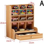 Multi - fonction 5 grilles porte - crayon de bureau rangement de stylo bote en bois organisateur de ...