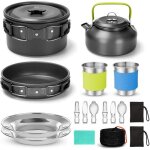 Multi - pcs kit de casseroles camping cookware kit en alliage dalu l�g�re durable et compact avec r�chaud ...