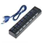Multiprise usb 3. 0 avec 7 ports avec indicateur led et interrupteurs individuels pour economiser l�nergie ...