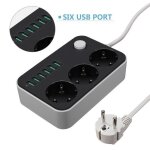 Multiprise usb multiprise 3 prises outlet + 6 ports usb parasurtenseur / parafoudre avec protection contre ... Multiprise usb multiprise 3 prises outlet + 6 ports usb parasurtenseur / parafoudre avec protection contre ...