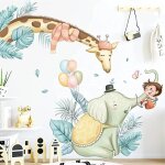 Muraux animaux fort arbre autocollant muralwovte sticker mural animal pour chambre denfant - (h:93cm) ...