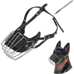 Muselire pour chienystp panier en mtal pour le visage du chien bouche respirante laisse en cuir pour ...