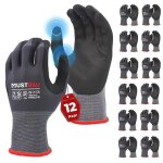 Mustbau 12 paires gants de travail � �cran tactile gants nitrile r�sistants � labrasion convient pour ...