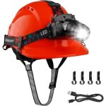Mustbau casque de sécurité avec led lampe 10w - chantiers - travail de nuit - pêche - rouge Mustbau casque de sécurité avec led lampe 10w - chantiers - travail de nuit - pêche - rouge